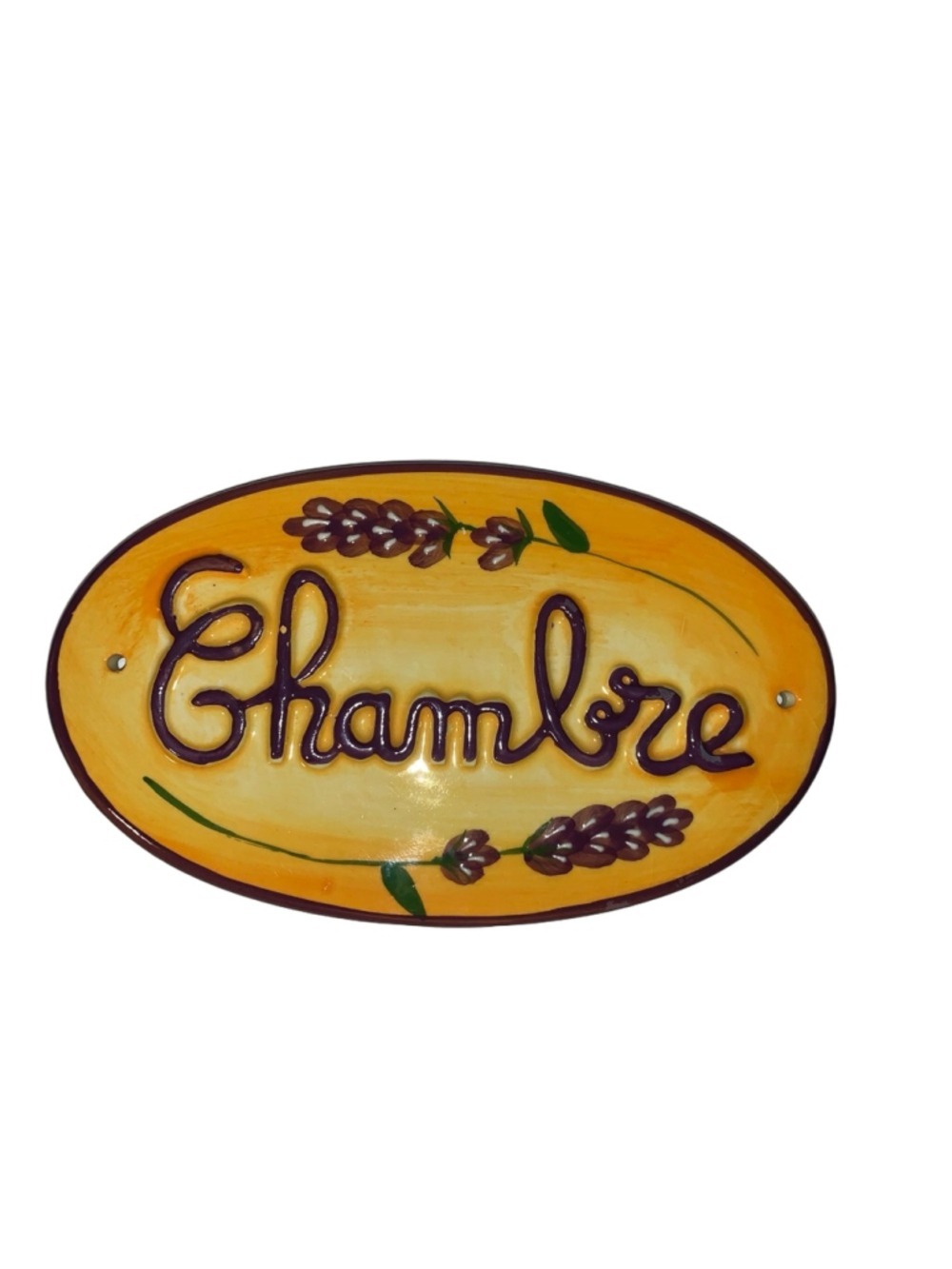 Unbranded Decor Yellow Purple "Chambre" Oval door Plaque One Size